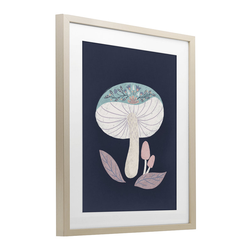 Impression florale champignon champêtre sous verre, design par Metka Hiti, H 21 po x l 17 po