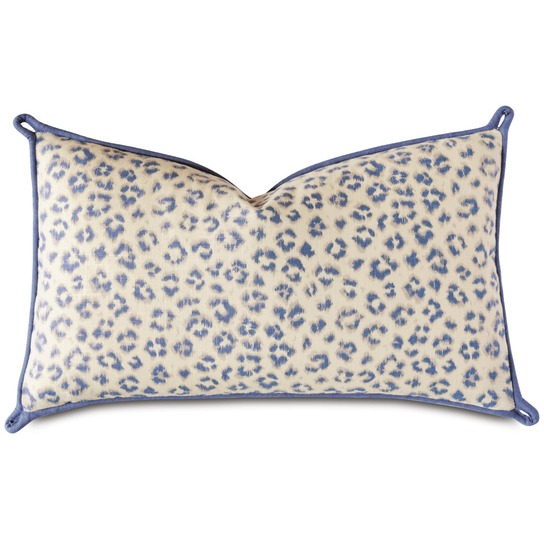 Charlotte Moss Capri Linen Feathers Animal Print Lumbar Pillow Eastern Accents