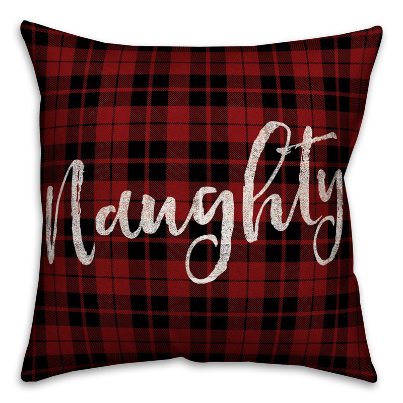 Red and Black Plaid 16" Spun Polyester Throw Pillow