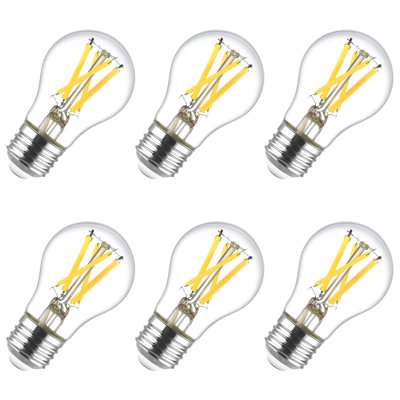LUXRITE A15 Edison LED Bulb, 8.5W=60W, Dimmable, 5000K Bright White, Enclosed Fixture Rated, 750LM, CRI90, E26, Title 20 Compliant, UL Listed 6 Pack