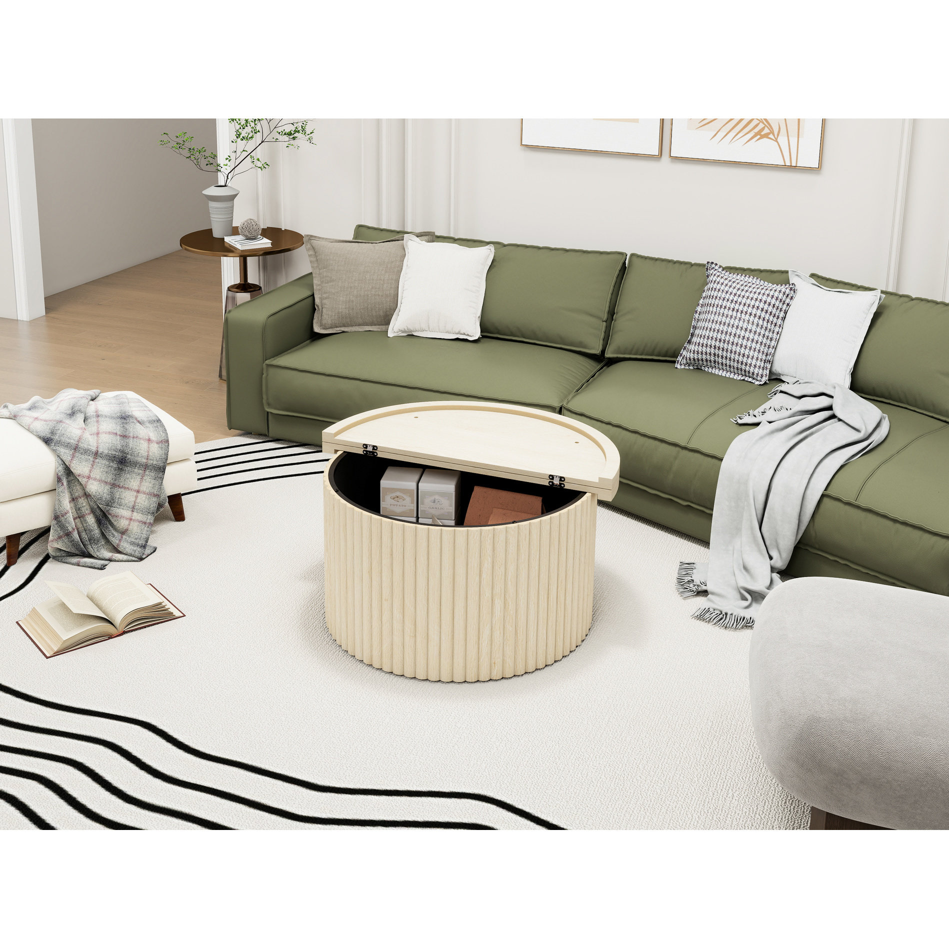 Ebern Designs Round Coffee Table, Side Table For Primary Living Space ...