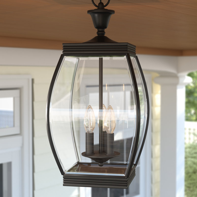 Pihu 3 -Bulb 20.5" H Outdoor Hanging Lantern, Medici Bronze