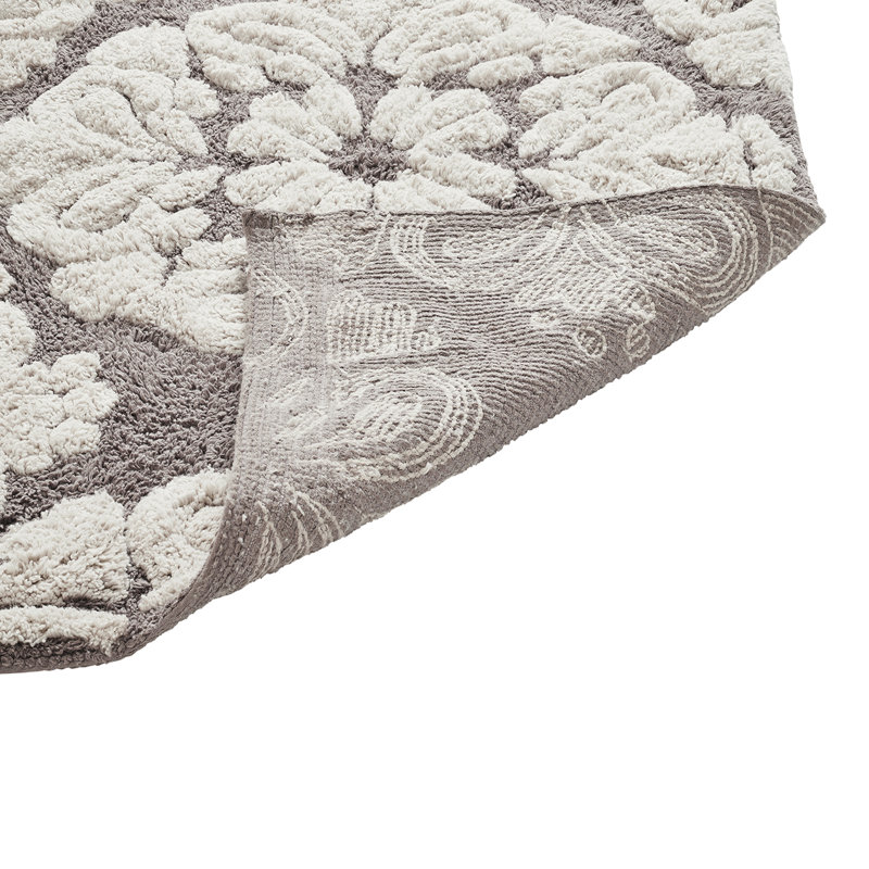 Danitra 100% Cotton 1885 GSM Bath Rug with Non-Slip Latex Backing, Soft Absorbent Machine Washable Bathroom Mat, Medallion Design, 21" x 34", Beige