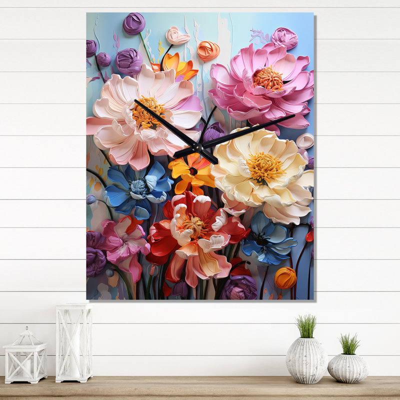 Horloge murale Annada - pivoines surdimensionnée, Très grand