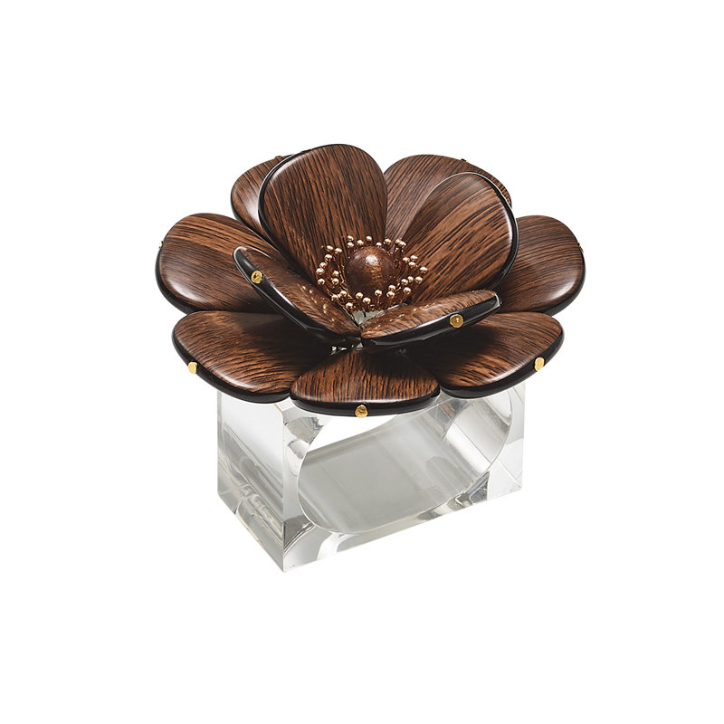 Begonia Napkin Ring, Brown/Gold