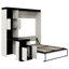 Lit double avec bureau et rangement noir et blanc pour la décoration de la chambre à coucher, noir et blanc