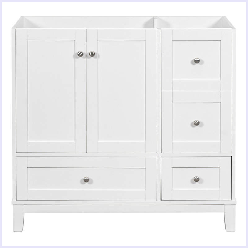 Modern Bathroom Vanity with USB Charging and Drawers, White