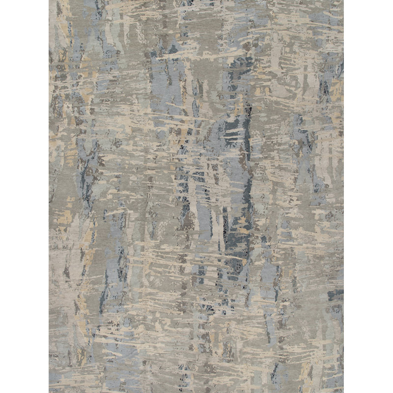 Melange Hand Knotted Wool Abstract Area Rug, Runner 3' x 12'