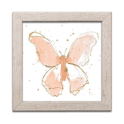 Papillons dorés II, aquarelle rosée