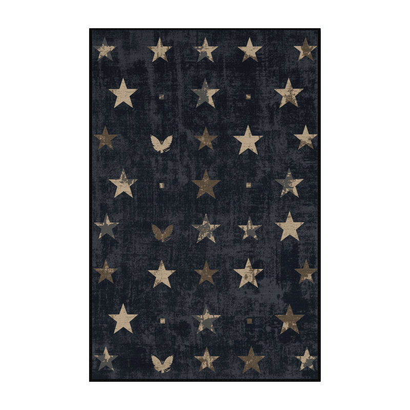 Soft Plush Feingold July 4Th Modern & Contemporary Abstract Area Rug in Gray – Black Binding, 5x7