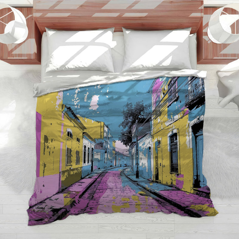 Pop Art Street Bedding Architecture Comforter Contemporary, King Comforter