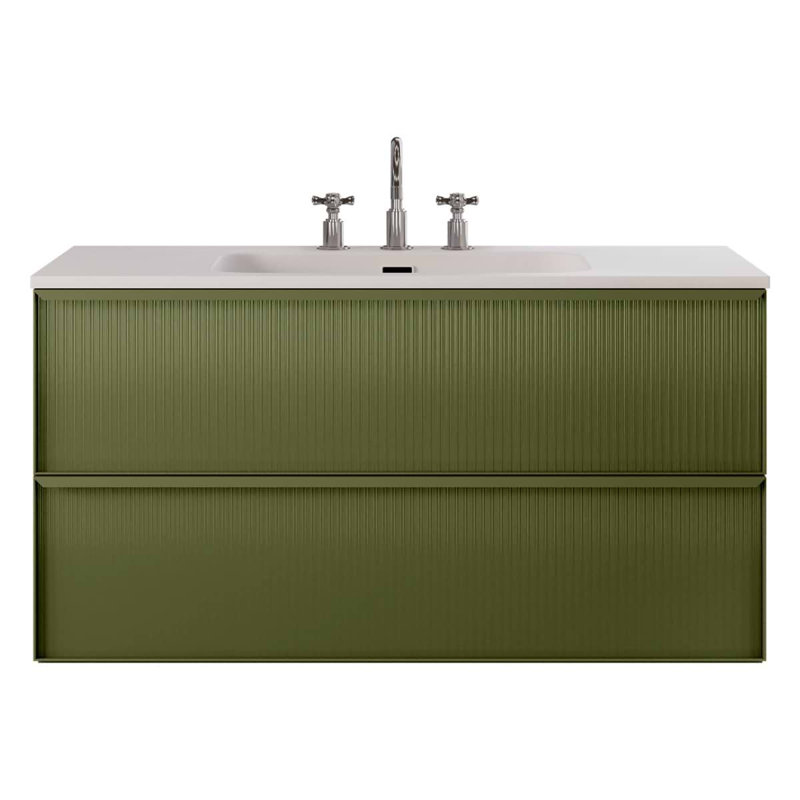Astor 42" Single Vanity With Integrated White Solid Surfacetop, Olive Green, 42"