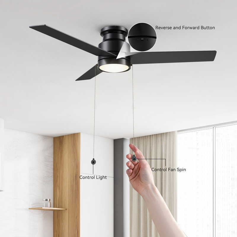 Ventilateur de plafond encastré à chaîne avec lumières DEL Jozelyn