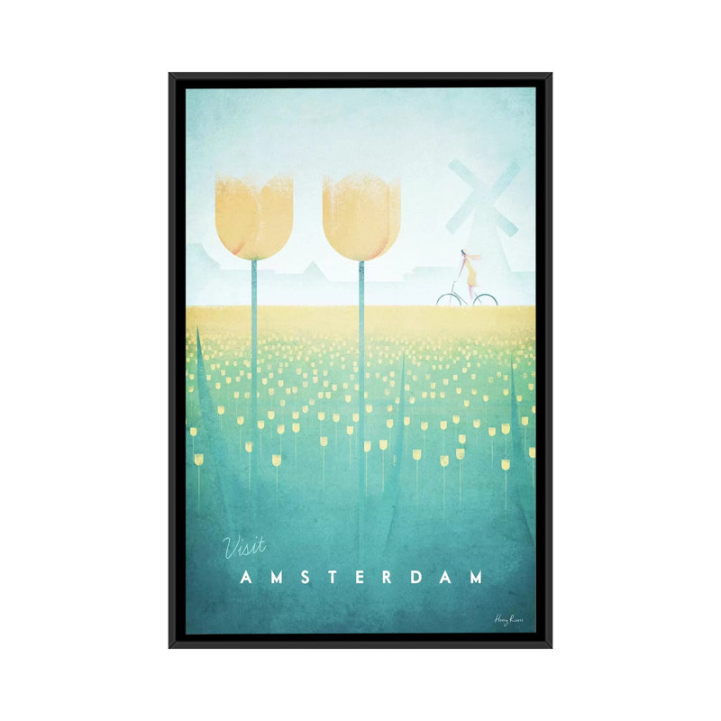 «Amsterdam», impression sur toile, H 26 po x l 18 po x P 1,5 po, Toile avec cadre noir, Pas de tapis