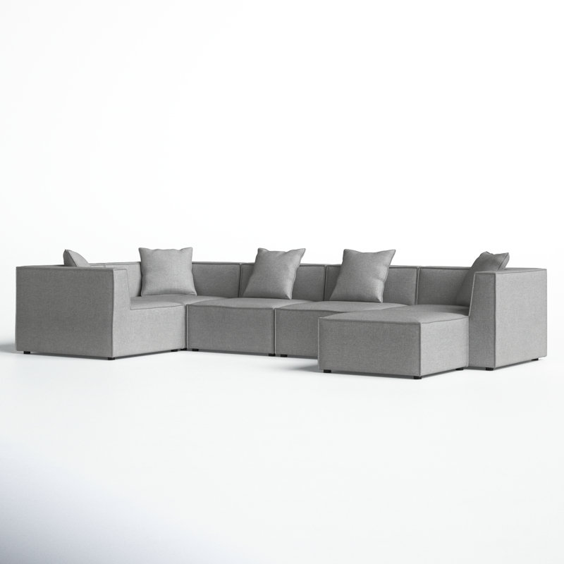 Canapé modulaire rembourré 6 pièces Saybrook, Gris