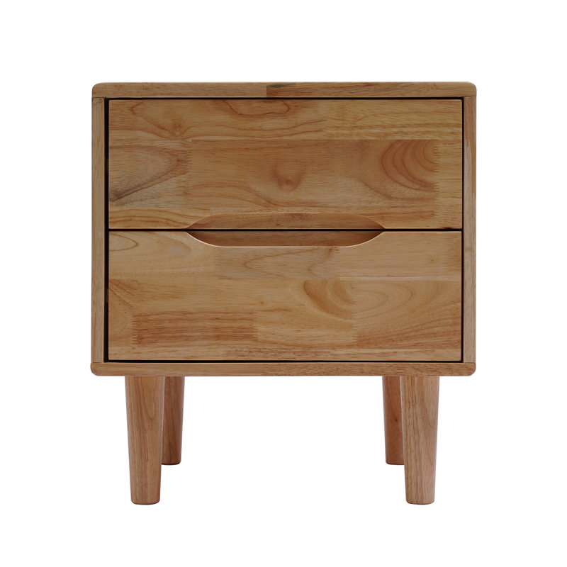 Mid Century Wood Nightstands Bedroom Bedside End Table, 2 Drawer-Log Color