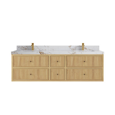 Sonoma Floating Teak 72'' Double Bathroom Vanity with Top
