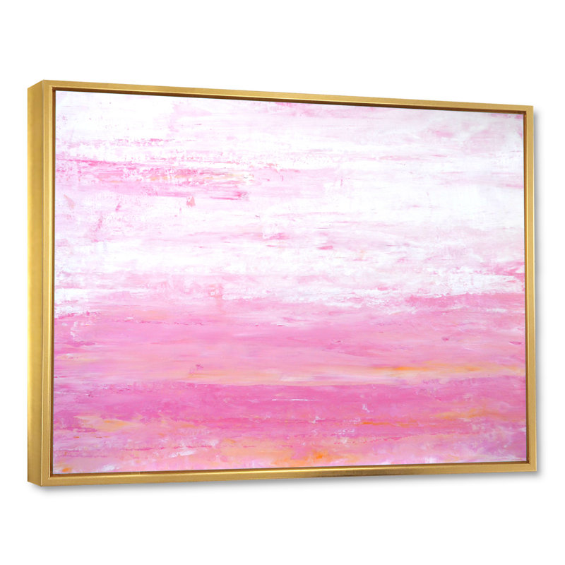 «Pink and Orange Abstract Art II», reproduction d'art sur toile, H 24 po x l 36 po, Toile avec cadre flottant, Doré
