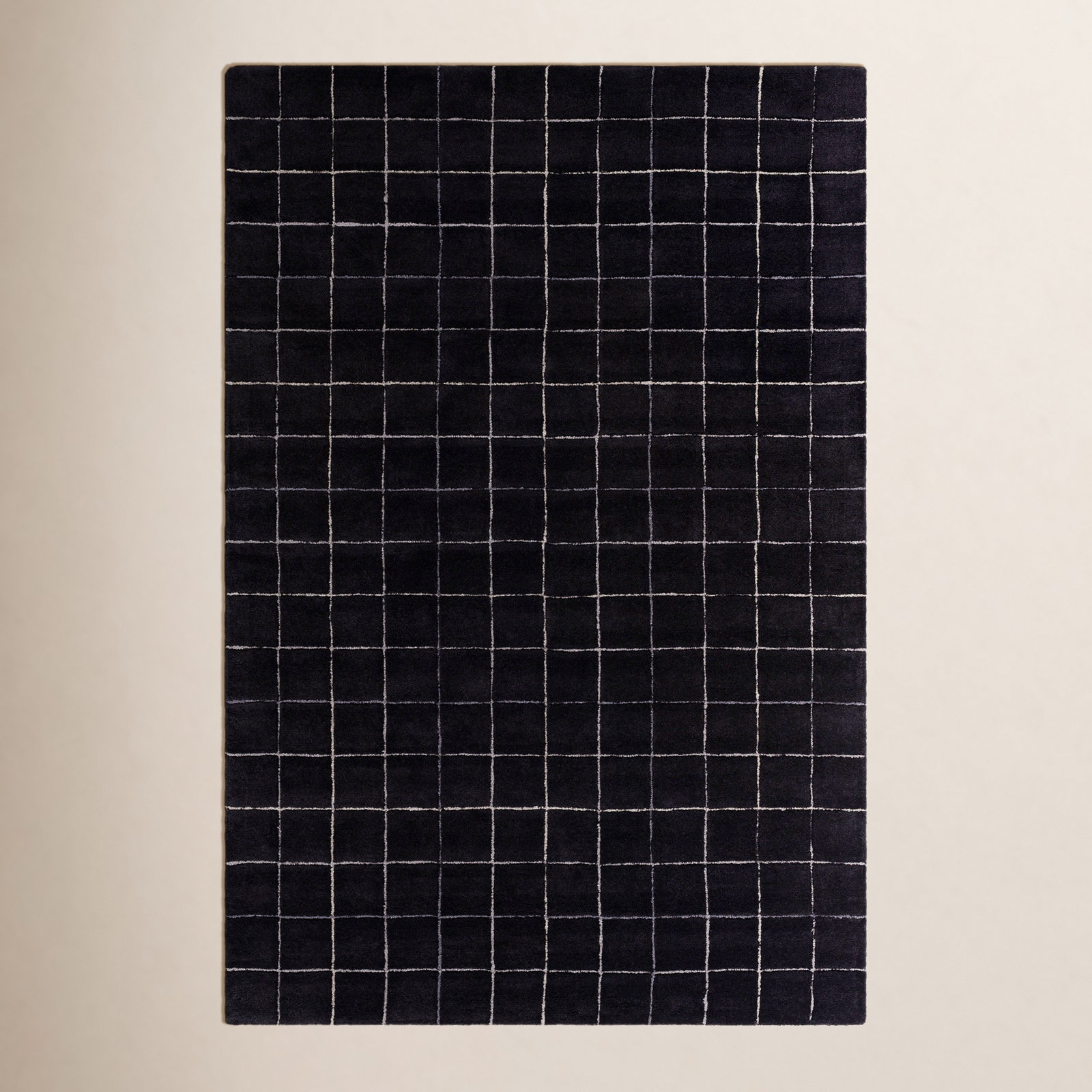 Mallory Hand-Woven Marine Blue Checkered Rug, Rectangle 2' x 3'