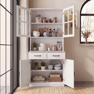  Garde-manger 71 po x l 31,5 po avec bibliothèques et huche de porte en verre