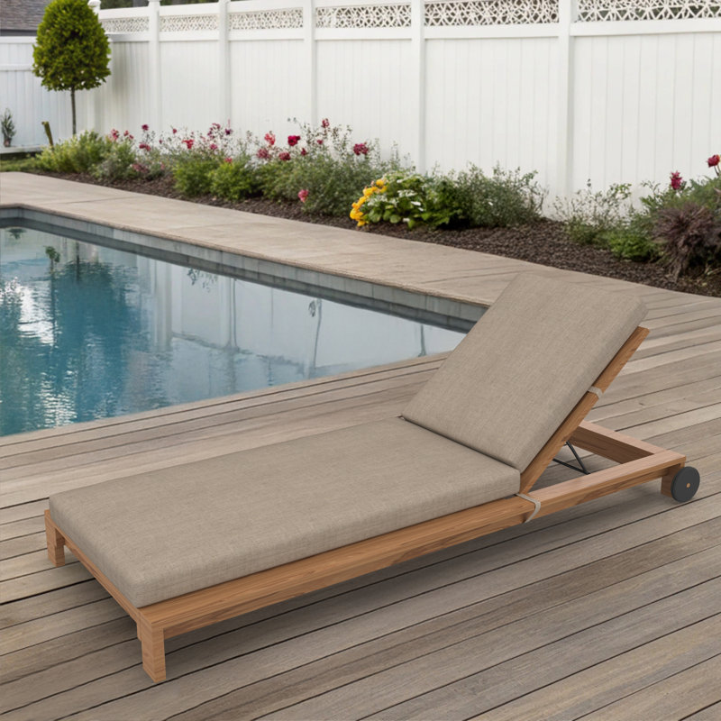 Amala Sunbrella® Outdoor Chaise Lounge Cushion, 22" x 24"/24.5" x 52.5", Cast Ash Sunbrella® Plainweave