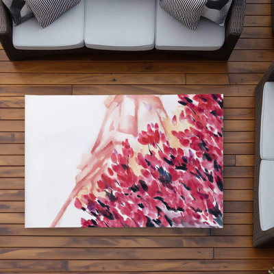 Pink Eiffel Tower Outdoor Area Rug | Seasons Flowers Decor