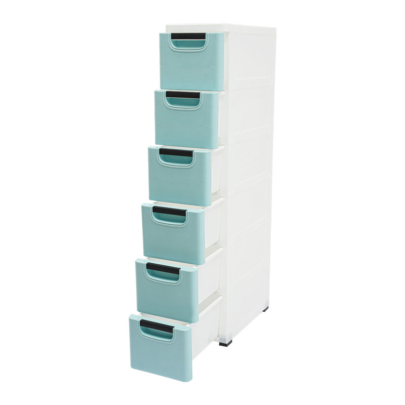 6 Drawers Storage Cabinet With Wheels, Blue