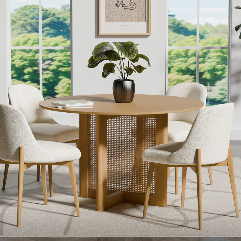 Ensemble de chaises de table rondes en bois, Naturel, H 30 po x L 46 po x l 46 po