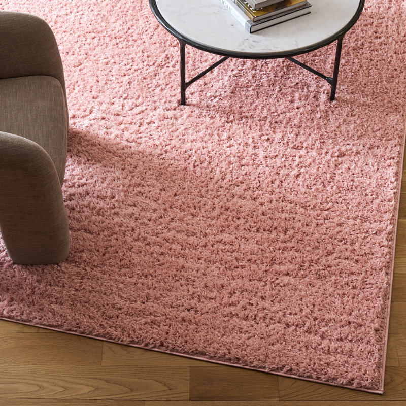 Tapis de couleur unie à poils longs Lindsay, Pink, Rectangle 5 pi 3 po x 7 pi 6 po