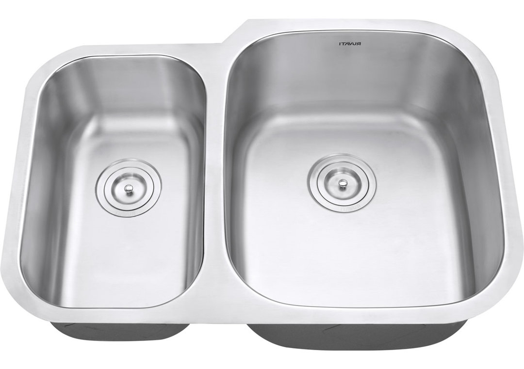 Ruvati 29-inch Undermount 40/60 Double Bowl 16 Gauge Stainless Steel Kitchen Sink Ruvati