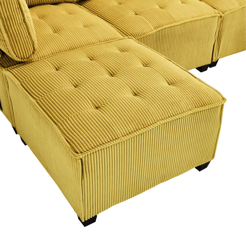 6 sièges modulaires en velours côtelé, Jaune