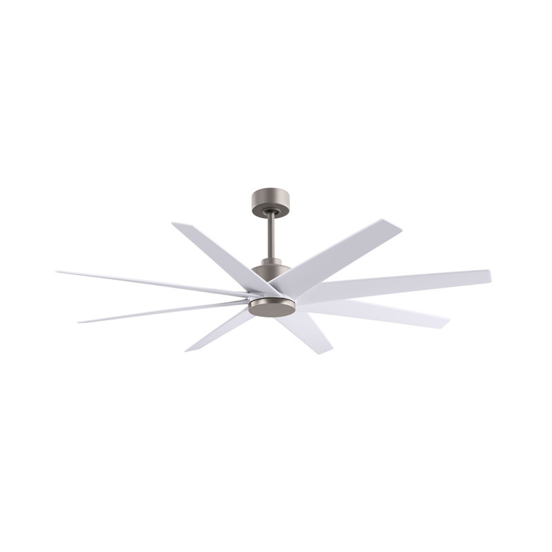 Ariella - Eight Blade Ceiling Fan - Brushed Brass Finish - Matte Black Blades, Brushed Nickel, Matte White
