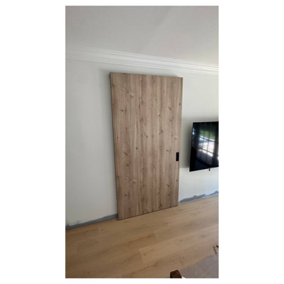 Porte de grange à panneaux en bois Planum sans trousse de quincaillerie d'installation