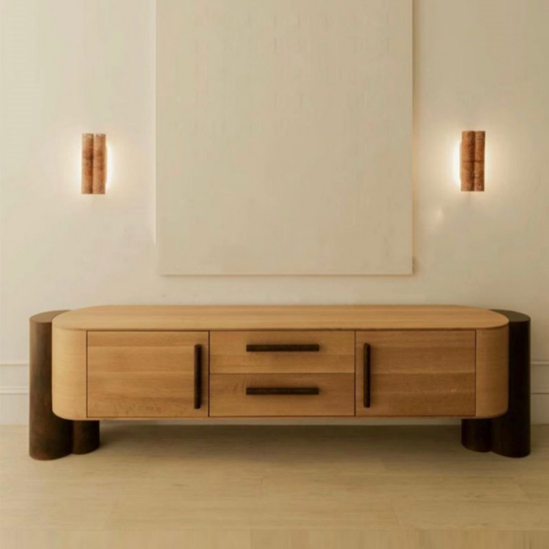 Meuble télé simple en bois massif Burlywood