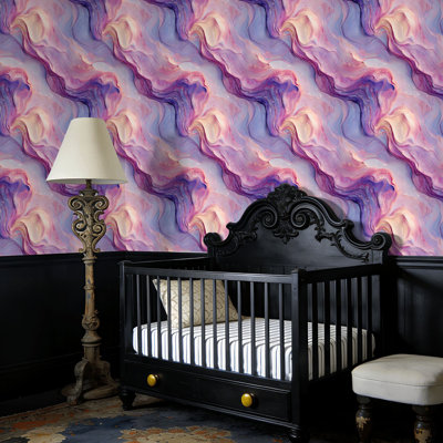 Peel and Stick Wallpaper Pink Lavender Cream Marble Abstract Wall Mural 23.6"W x 118"H Self Adhesive Removable Wall Paper Renter Friendly Wallpaper for Nursery Bedroom Cabinets