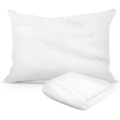 Continental Bedding Waterproof Zippered Fleece Bed Pillow Protector – Feather & Down Proof, Multiple Sizes