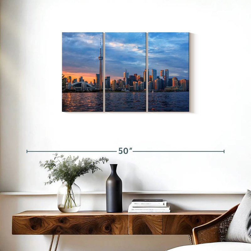 Sebbie Toronto Skyline At Sunset, 20" H x 33" W