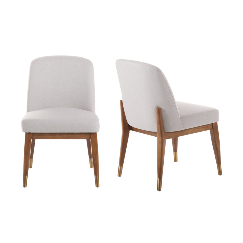 Chaise de salle à manger rembourrée ornementale blanche / brune Oracle, ensemble de 2
