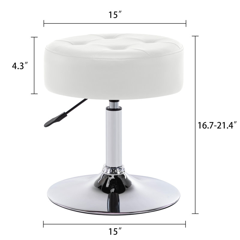 Tabouret de coiffeuse pivotant réglable Highfill, Blanc