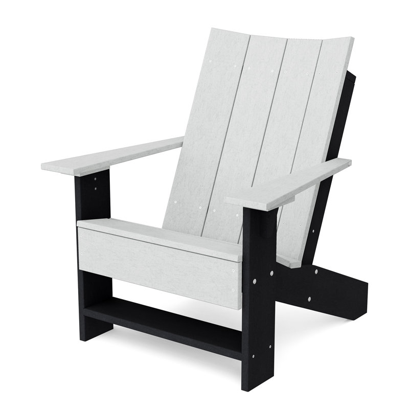 Contemporary Adirondack Chair, Light Gray/Black