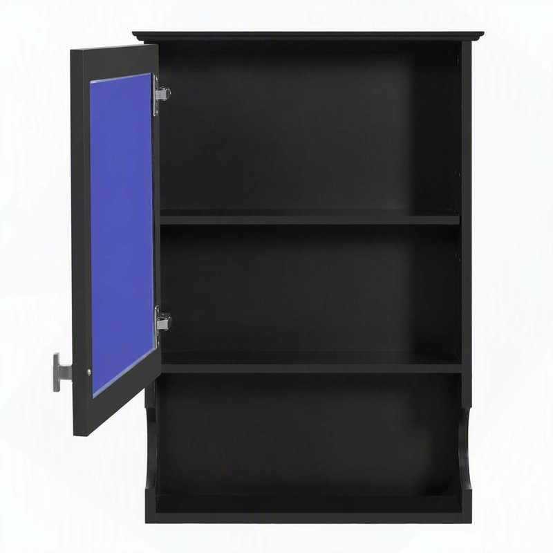 Armoire à pharmacie murale avec miroir, rangement et charnières à fermeture en douceur, Noir