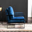 Fauteuil Mid-Century moderne en velours bleu, fabrication en métal pour chambre à coucher, salon, bureau à domicile avec support-1886886576