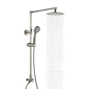 Système de douche à pluie Fennocasa Polaris Elite, pomme de douche à pluie 8 po, nickel brossé 2,5 GPM