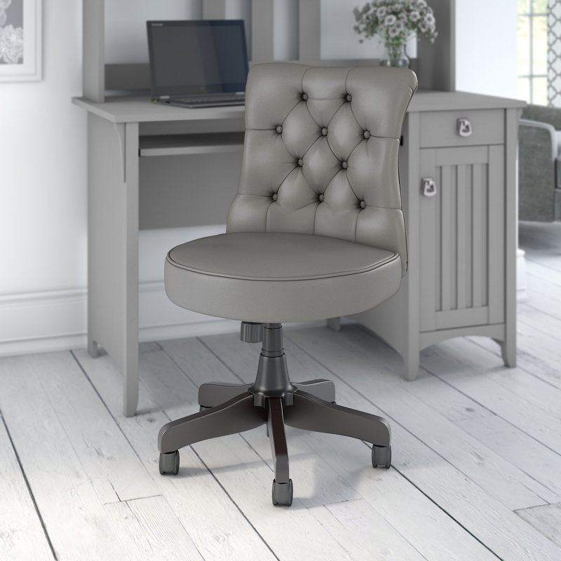 Chaise de bureau Bush, Cuir gris clair