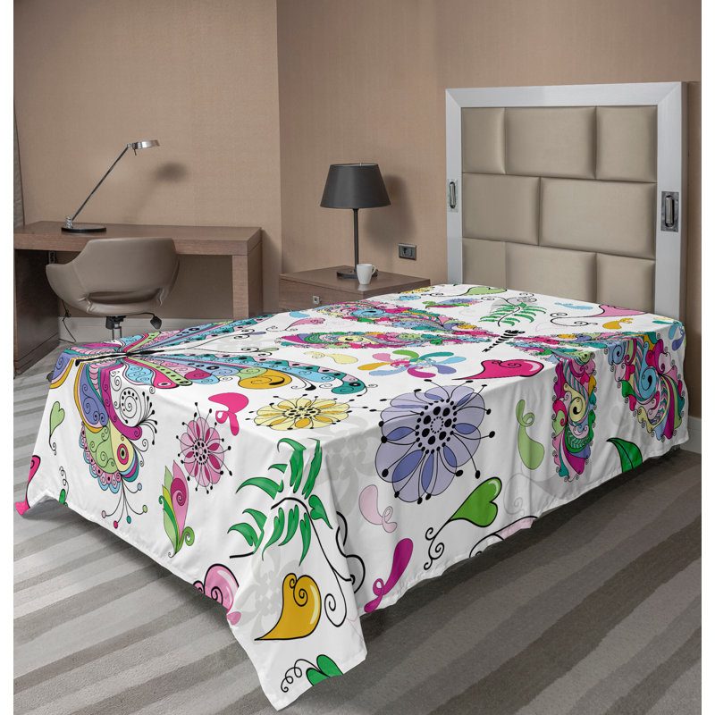 Multicolore Ambesonne, Drap plat pour lit simple