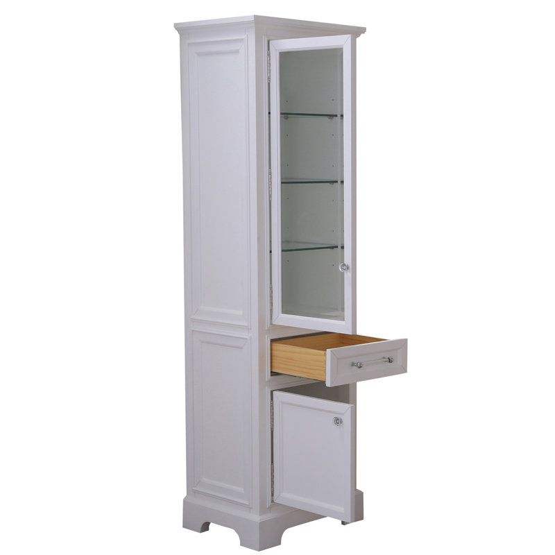 Anchita Solid Wood Frame Linen Cabinet, White