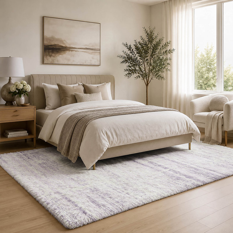 Tapis moderne Dream Shag ADS747, lavable à la machine de qualité supérieure, Lavender, 10 pi x 14 pi