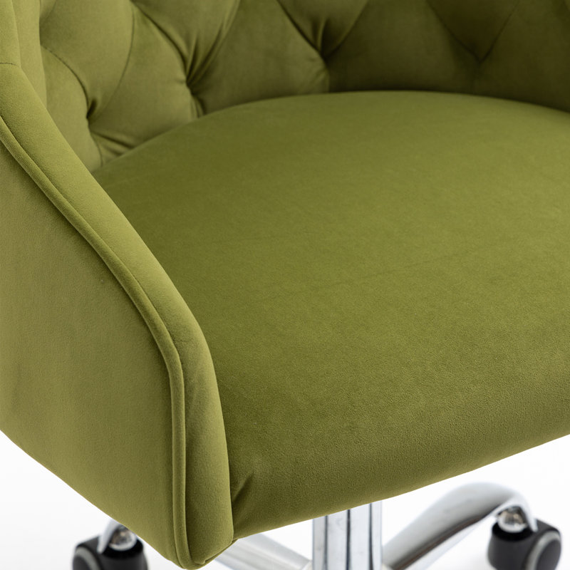 Modern Height Adjustable Swivel Task Chair For Home Office, Silver, Sage Green
