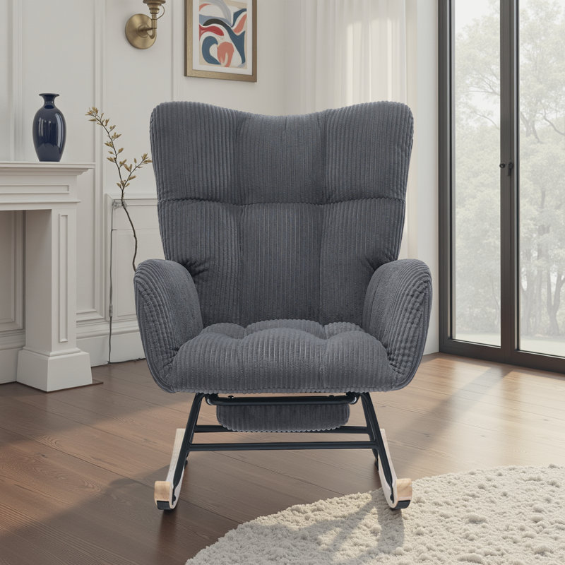 Chaise berçante rembourrée Cozy Teddy, Gris