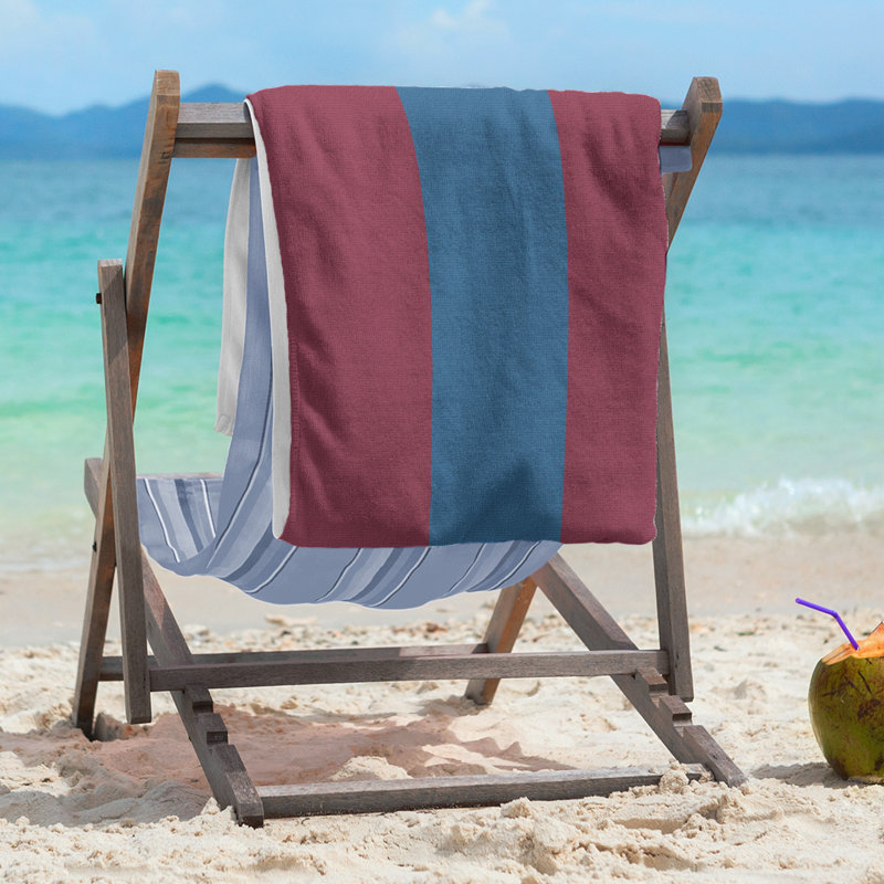 Columbus Lightweight Beach Towel, Microfiber, Burgundy/Blue/Burgundy